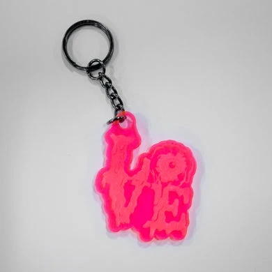 Hot Pink Creepy Love Key Chain